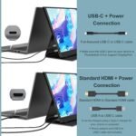 InnoView Portable Monitor, 15.6 Inch FHD 1080P HDMI USB C Second External Monitor for Laptop, Desktop, MacBook, Phones, Tablet, PS5/4, Xbox, Switch, Built-in Speaker with Protective Case Black 15.6 inches