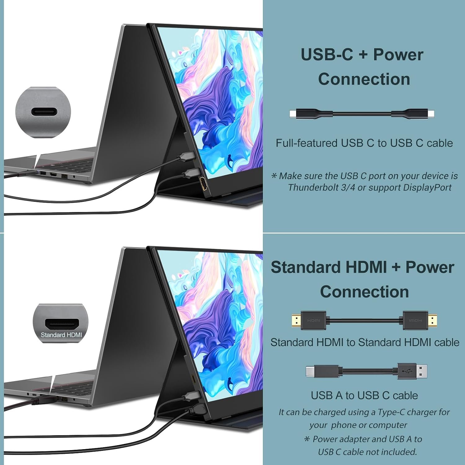 InnoView Portable Monitor, 15.6 Inch FHD 1080P HDMI USB C Second External Monitor for Laptop, Desktop, MacBook, Phones, Tablet, PS5/4, Xbox, Switch, Built-in Speaker with Protective Case Black 15.6 inches