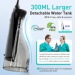 COSLUS ADA Accepted C20 Water Dental Flosser Teeth Pick, 300ML Larger Tank Black Professional Set
