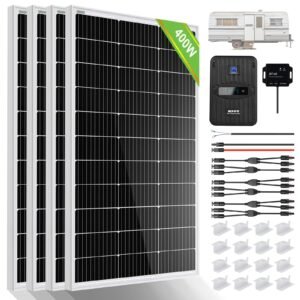 ECO-WORTHY 400 Watt 12 Volt Premium Solar Panel Kit :4pcs 100W Solar Panel+ 40A MPPT Charge Controller+ Bluetooth Module+ Mounting Z Brackets, 400W 12V Solar Power Off Grid System for Home, RV, Boat. 400W KIT