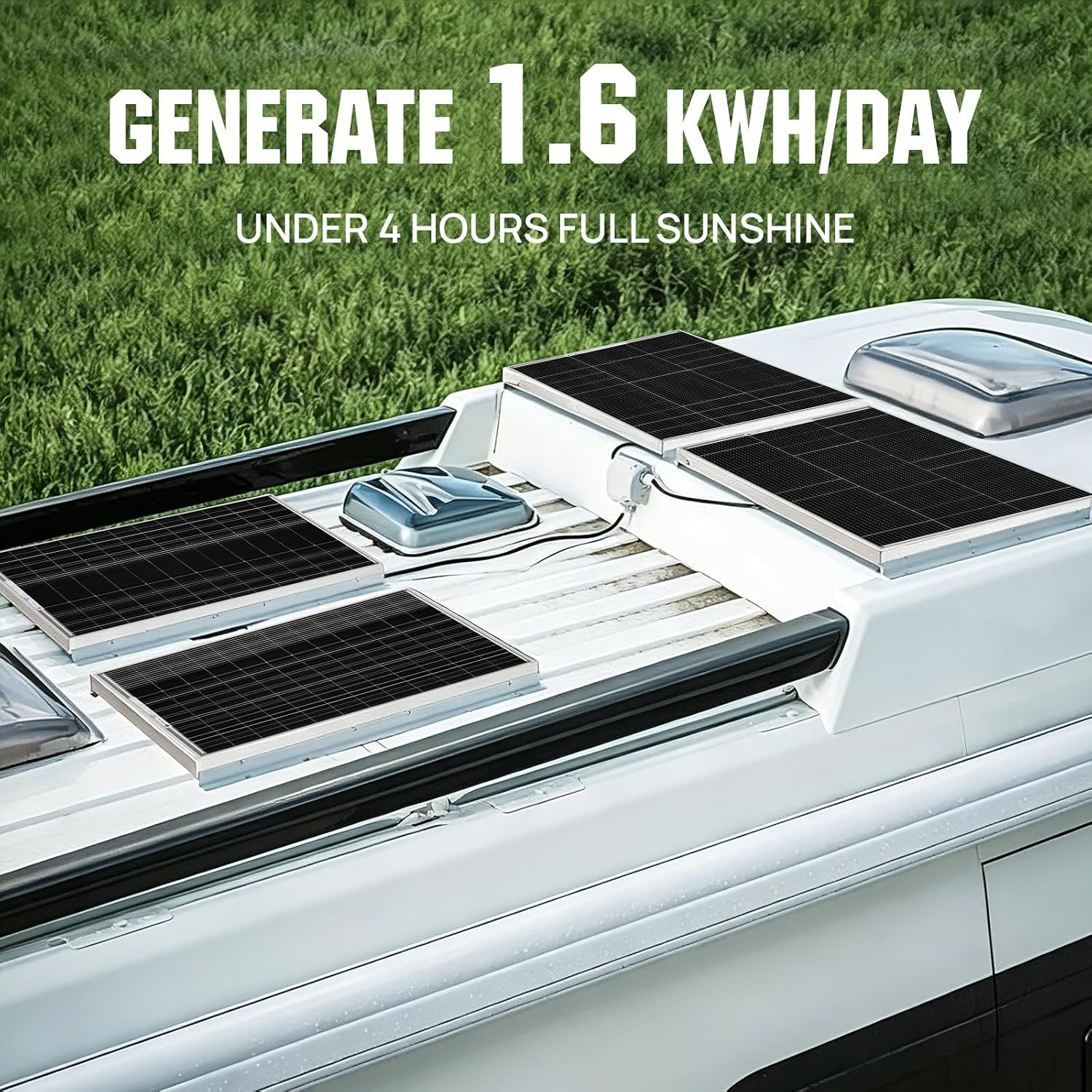 ECO-WORTHY 400 Watt 12 Volt Premium Solar Panel Kit :4pcs 100W Solar Panel+ 40A MPPT Charge Controller+ Bluetooth Module+ Mounting Z Brackets, 400W 12V Solar Power Off Grid System for Home, RV, Boat. 400W KIT