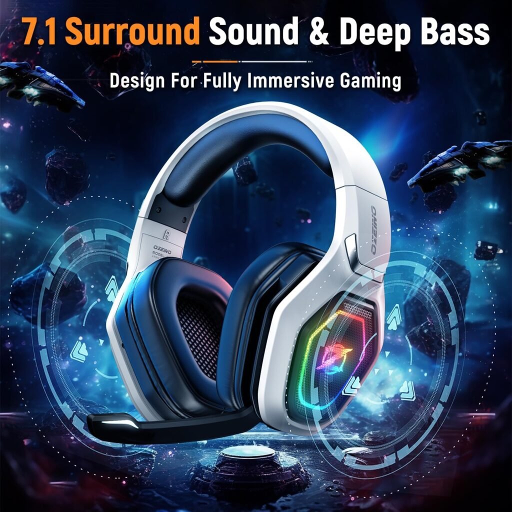 Ozeino Wireless Gaming Headset for PS5, PC, Switch| Lossless Audio-40H Batt