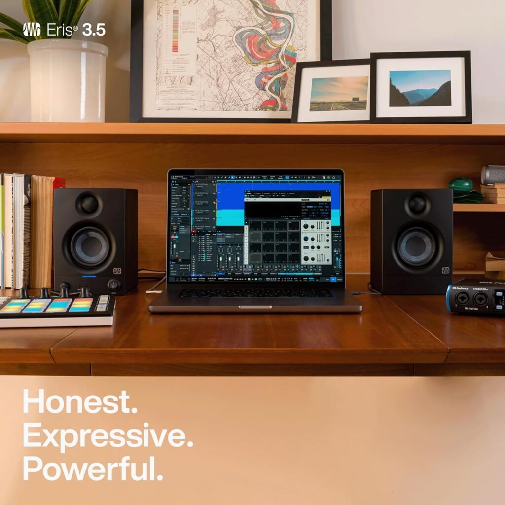 PreSonus Eris 3.5 Powered Studio Monitors, Pair — 3.5” Active Near 3.5" Black
