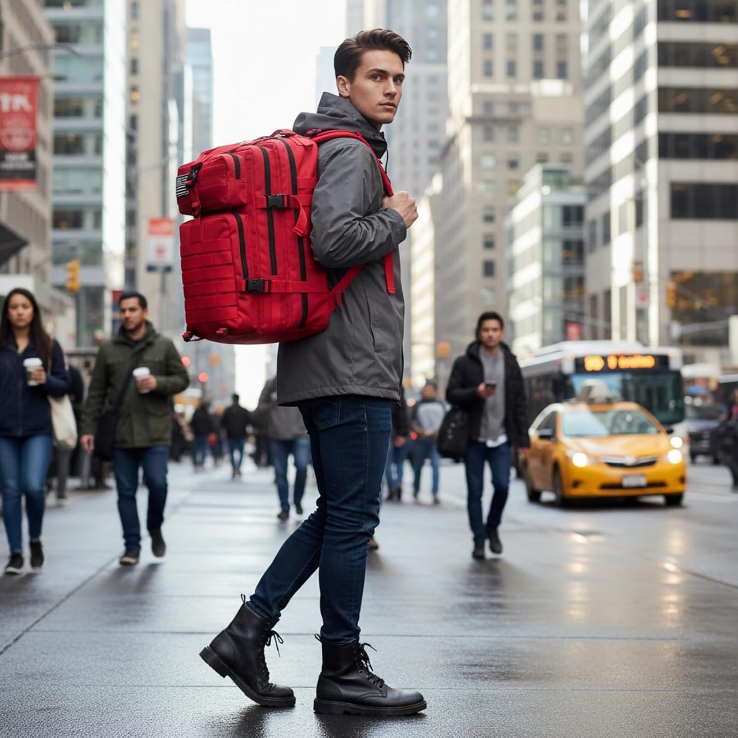Military Tactical Backpack 45L Men Women Bug Out Bag Molle Large Hiking Bag 45l Red