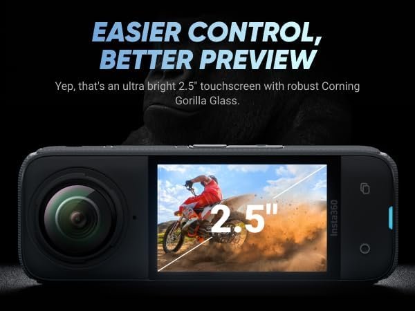Insta360 X4 Motorcycle Bundle- 8K Waterproof 360 Action Camera with 1/2"" 48MP Sensors, 5.7K 360 HDR Video, |Includes Motorcycle Bundle, Selfie Stick, Lens Guard and Lens Cap (128GB), Black