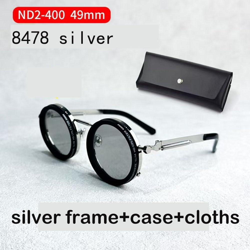 Hand Made Nd-400 9 Gears Round Polarized Adjustable Dimming Men Sunglasses women Filter Diving Fishing Sunglasses78 C2 49 Millimeters