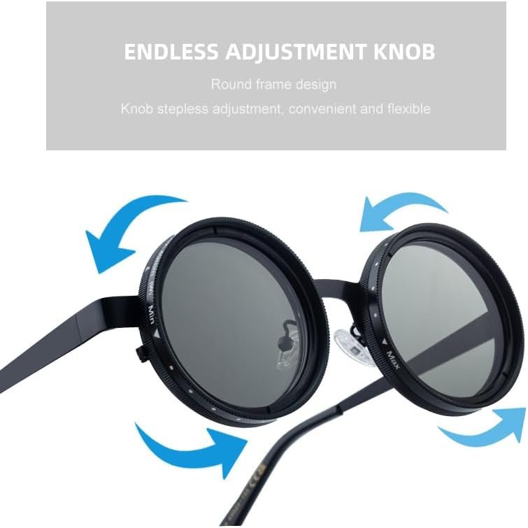 Hand Made Nd-400 9 Gears Round Polarized Adjustable Dimming Men Sunglasses women Filter Diving Fishing Sunglasses78 C2 49 Millimeters