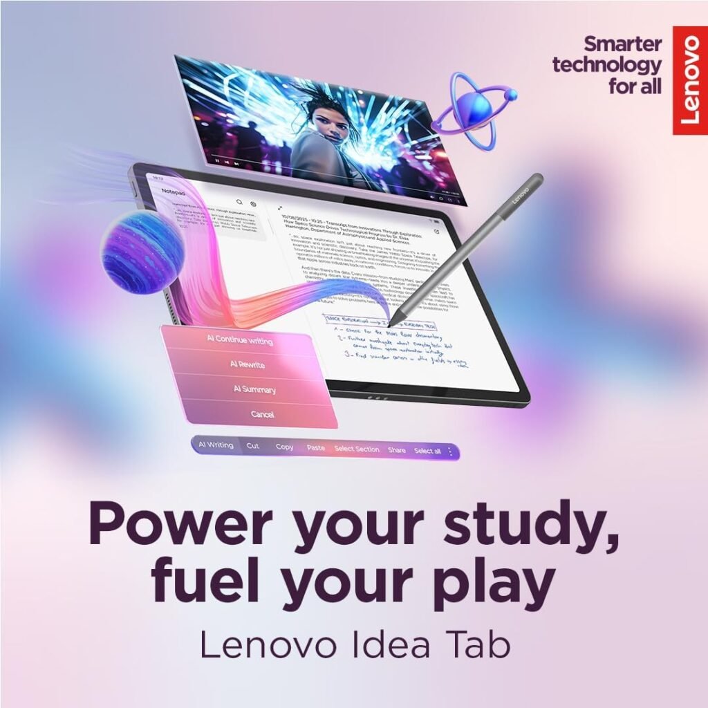 Lenovo Idea Tab - College Tablet - 11″ 2.5K IPS Touchscreen Display - 90Hz - MediaTek Dimensity 6300-8 GB Memory - 256 GB Storage - Integrated Arm Mali-G57 MC2 - Tab Pen and Folio Case Idea Tab 11"