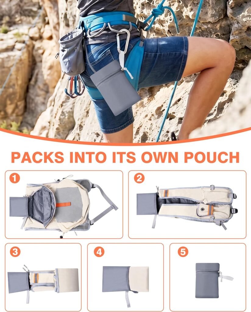 15L Small Hiking Backpack, Lightweight Foldable Daypack for Women Beige 15L