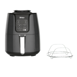 Ninja AF101 air fryer and rack on a transparent background