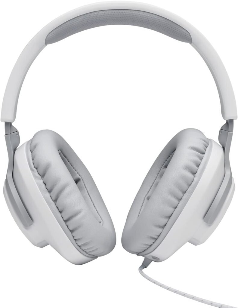 JBL Quantum 100 Wired Over-Ear Gaming Headset with Boom Mic, Multi-Platform Compatible, White White All platforms