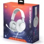 JBL Quantum 100 Wired Over-Ear Gaming Headset with Boom Mic, Multi-Platform Compatible, White White All platforms