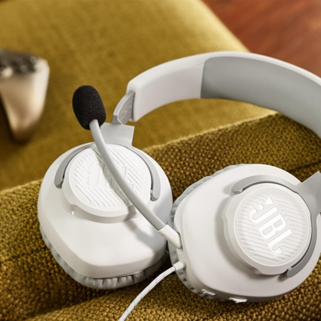 JBL Quantum 100 Wired Over-Ear Gaming Headset with Boom Mic, Multi-Platform Compatible, White White All platforms