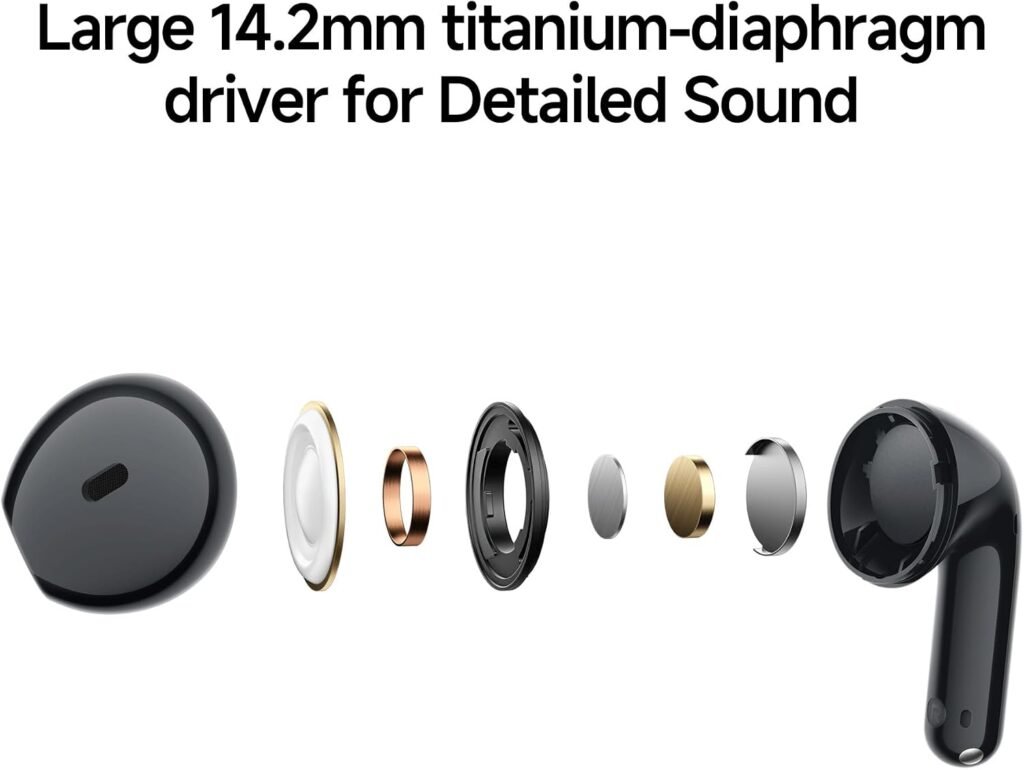 Redmi Buds 8 Active, Wireless Earphones with Semi-in-Ear Design, 14.2mm Titanium Diaphragm Drivers, Bluetooth 5.4, 37H Long Battery Life, Dual Mic AI Noise Cancellation, Google Fast Pair, Black Buds 8 Active Black