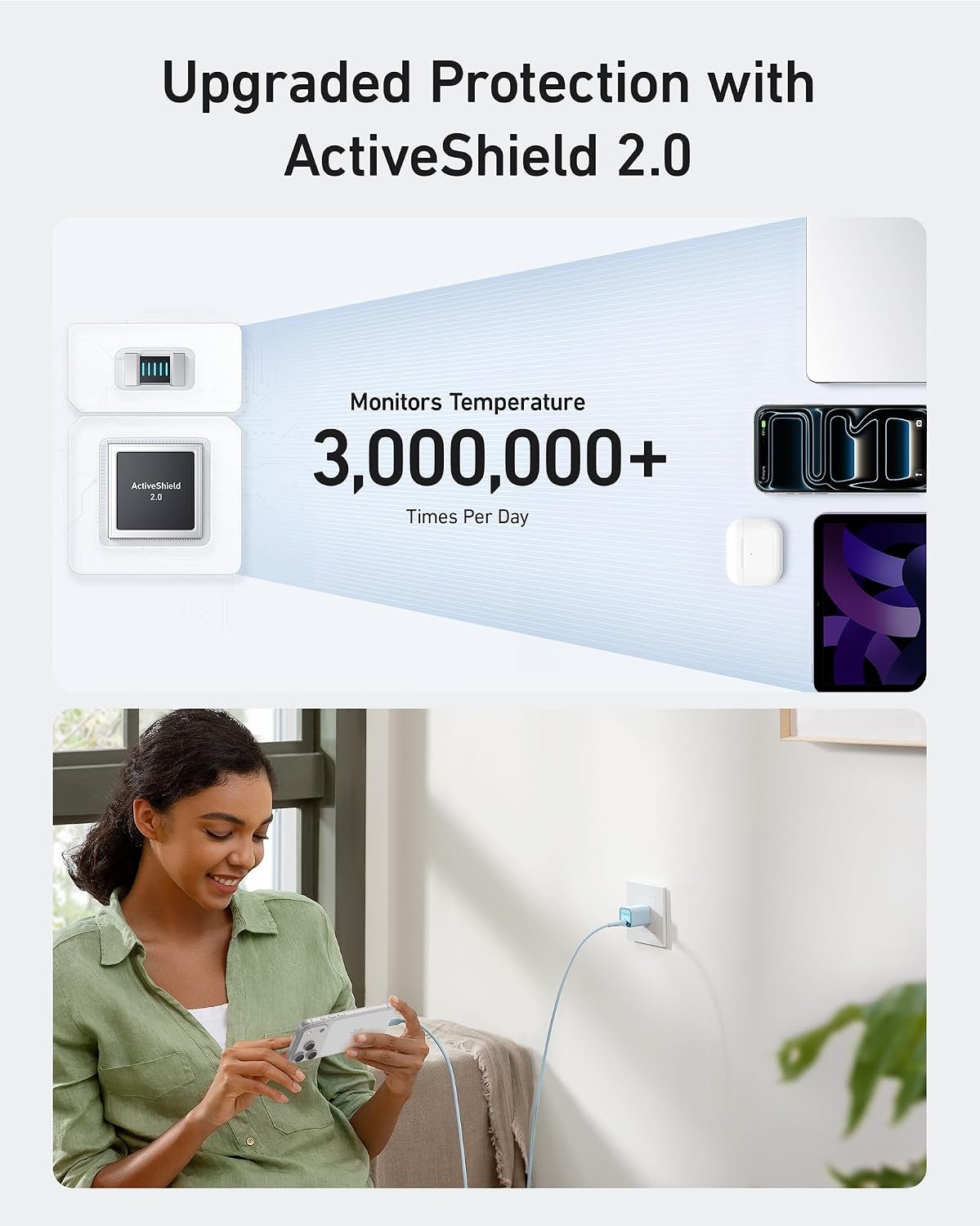 Anker Nano Phone Charger, 30W Portble and Foldable USB C GaN Charger (White) white 1 pack