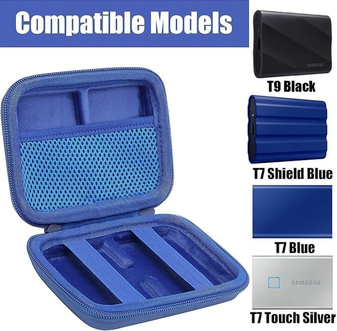 Aenllosi Hard Case for Samsung T9/T7 Touch/T7 Shield SSD, Blue